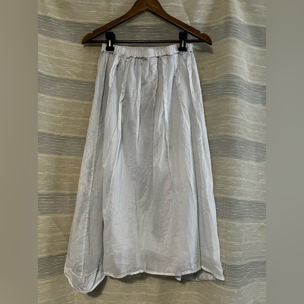 Hannoh Wessel | Pale Light Grey Pleated Cotton Skirt – Size 36 (Made in Italy)